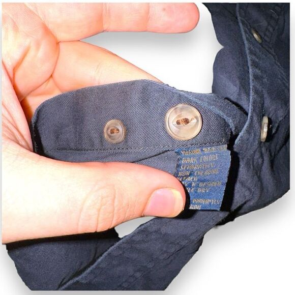 90s Chaps Ralph Lauren Crest Navy S/S Button Down Shirt M - Picture 7 of 8